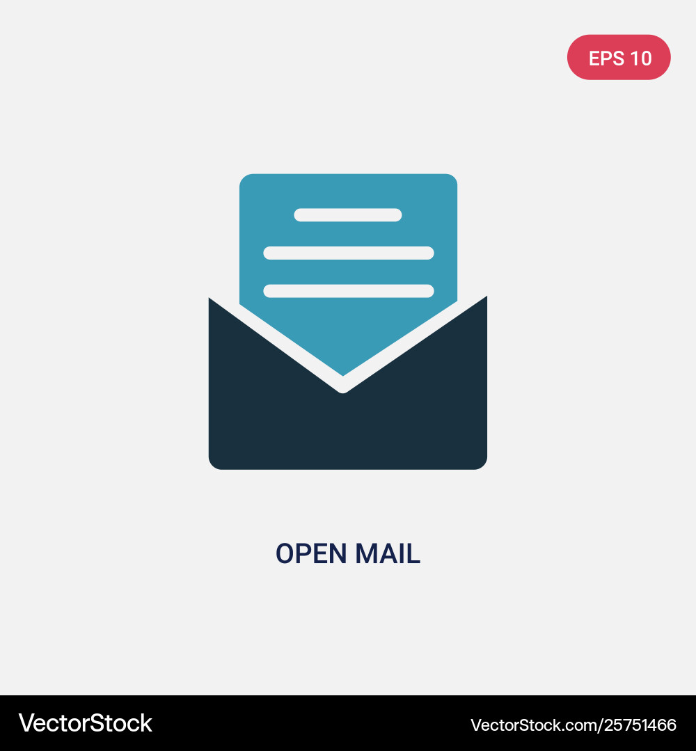 Two color open mail icon from user interface Two color open mail icon from user interface vector image