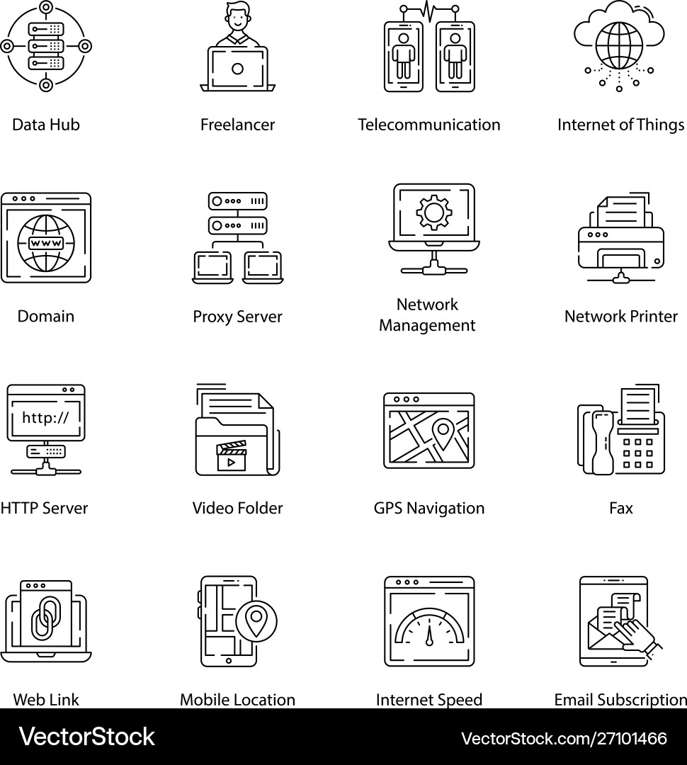 Web communication line design icons Vector Image
