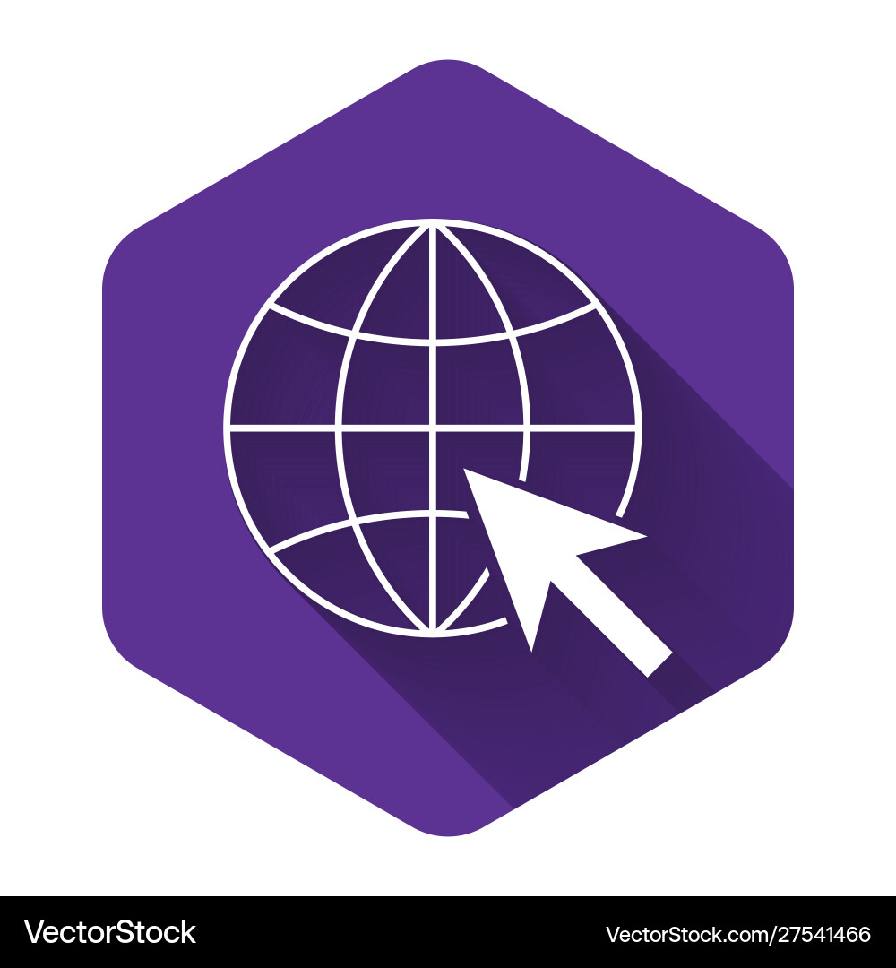 White go to web icon isolated with long shadow White go to web icon isolated with long shadow vector image
