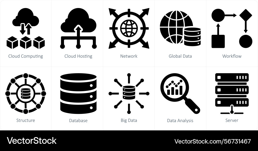 A set of 10 data analytics icons as cloud vector image