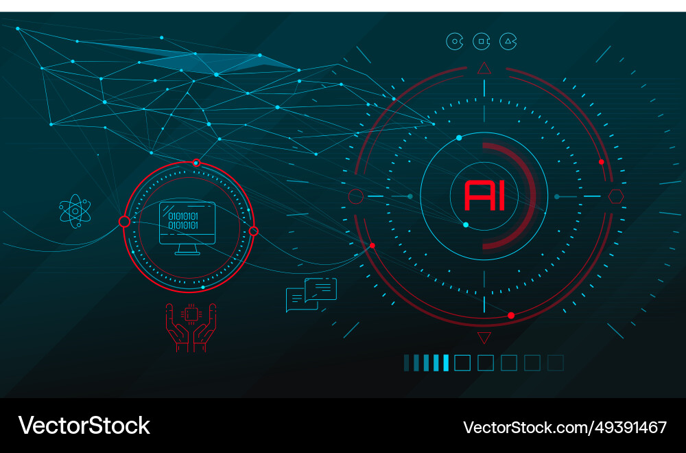 Artificial intelligence with digital data analysis Vector Image