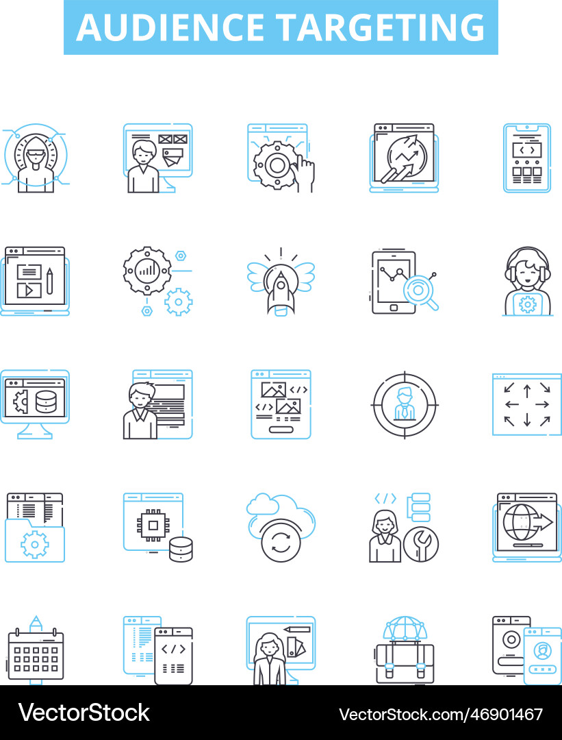 Audience targeting line icons set vector image