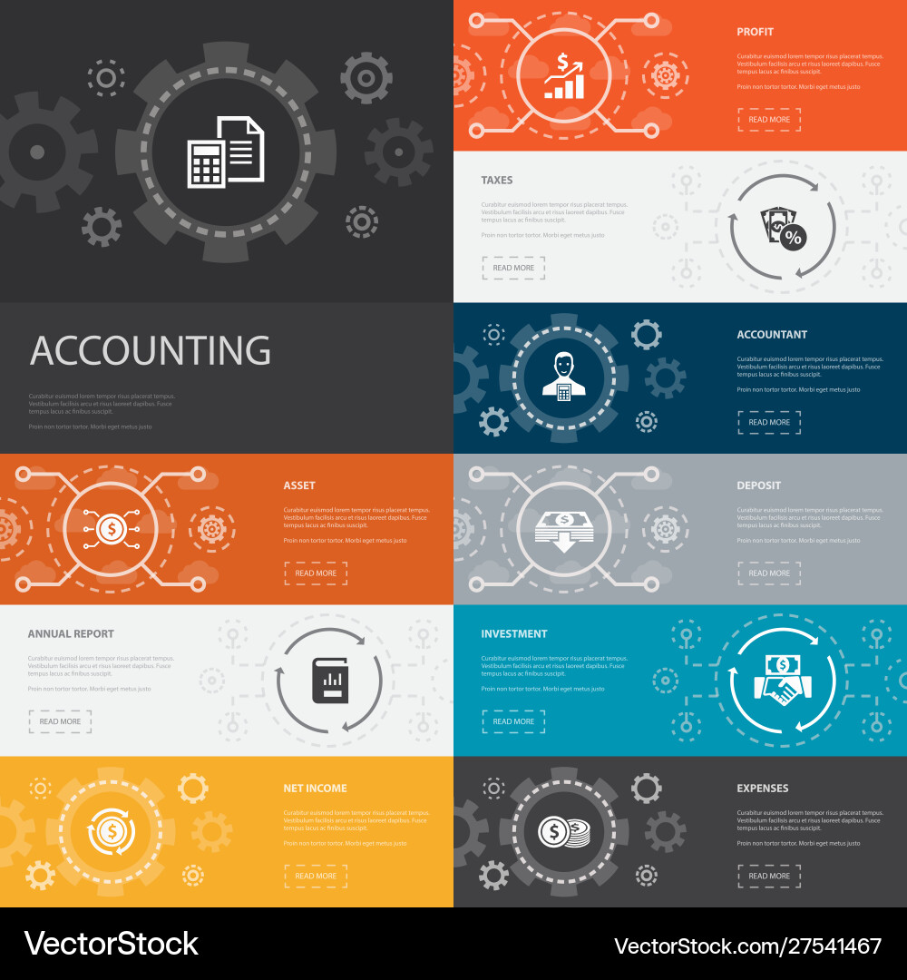 Buchhaltung Infografik 10 Zeilen-Icons Banner Buchhaltung Infografik 10 Zeilen-Icons Banner vektorbild