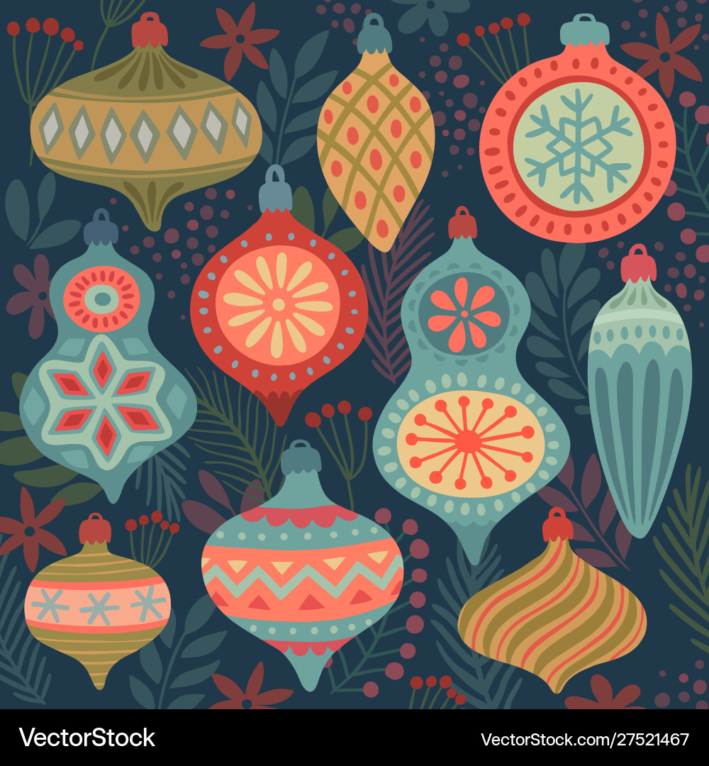 Christmas ornament pattern - hand drawn Christmas ornament pattern - hand drawn vector image