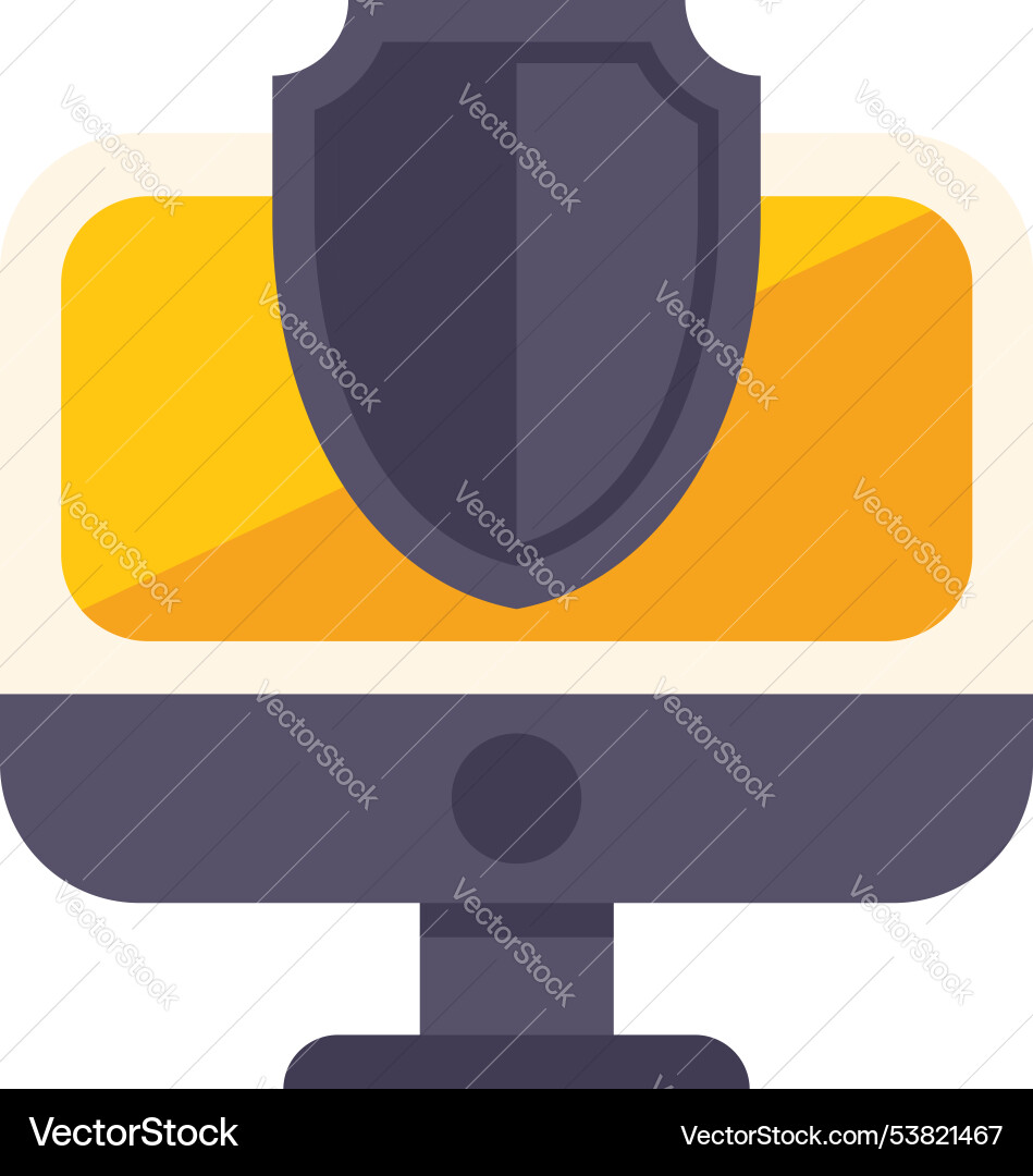 Computer security shield protecting desktop Vector Image