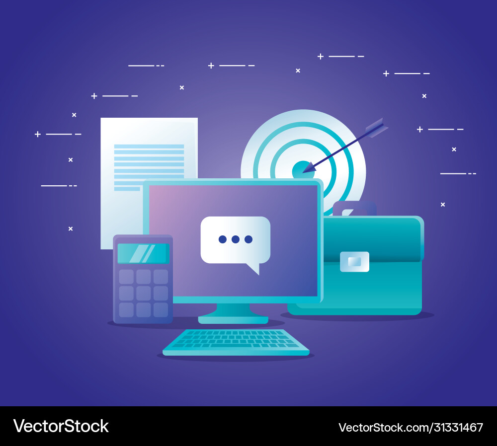 Concept bank online with computer desktop Vector Image
