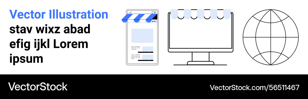 Digital storefront desktop interface and global Vector Image