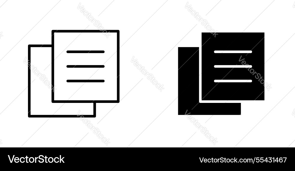 Duplicate icons set in filled and strokes vector image