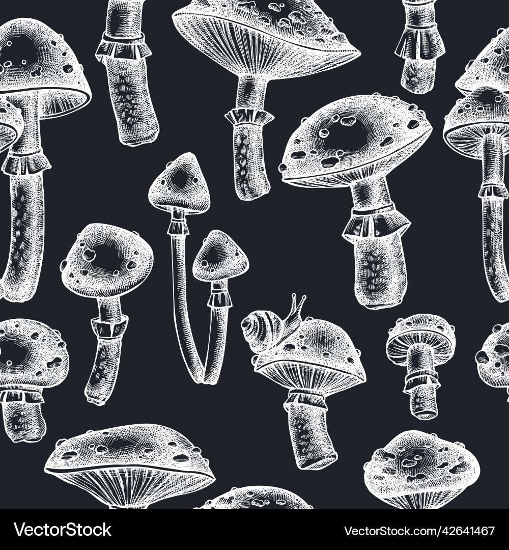 Forest mushrooms seamless pattern background Forest mushrooms seamless pattern background vector image