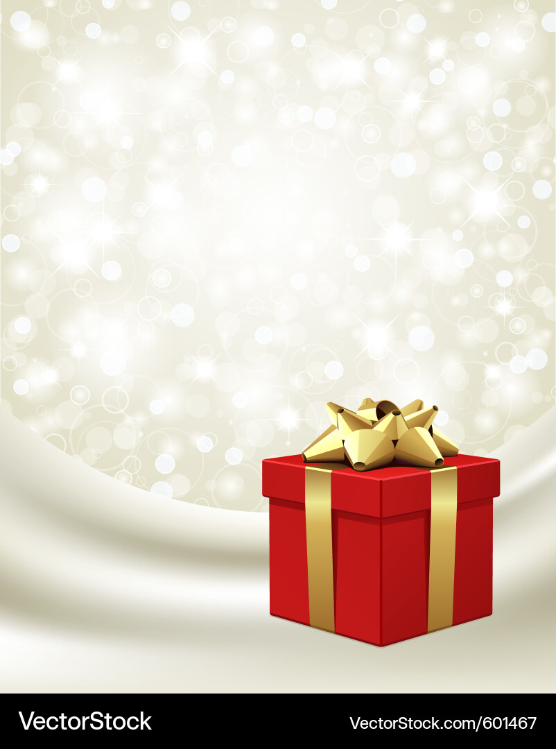 Goldene Geschenkbox mit fester Schleife Vektorbild