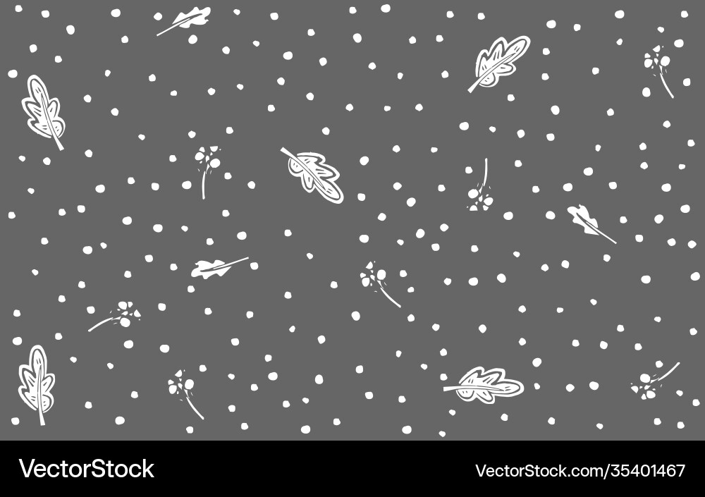 Gray background with leaf elements and dots Vector Image