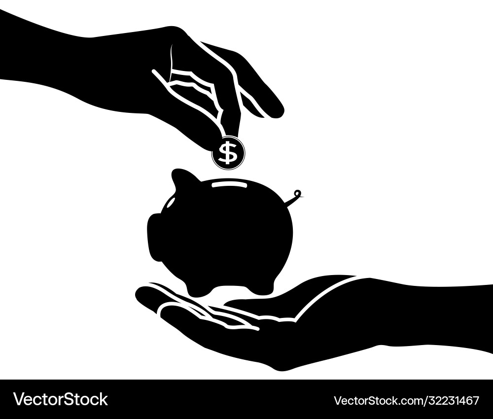 Hand holding and input a coin vector image