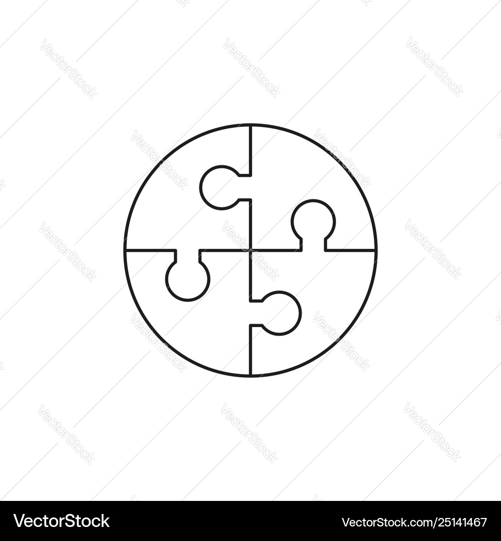 Icon concept circle shape four puzzle pieces Icon concept circle shape four puzzle pieces vector image