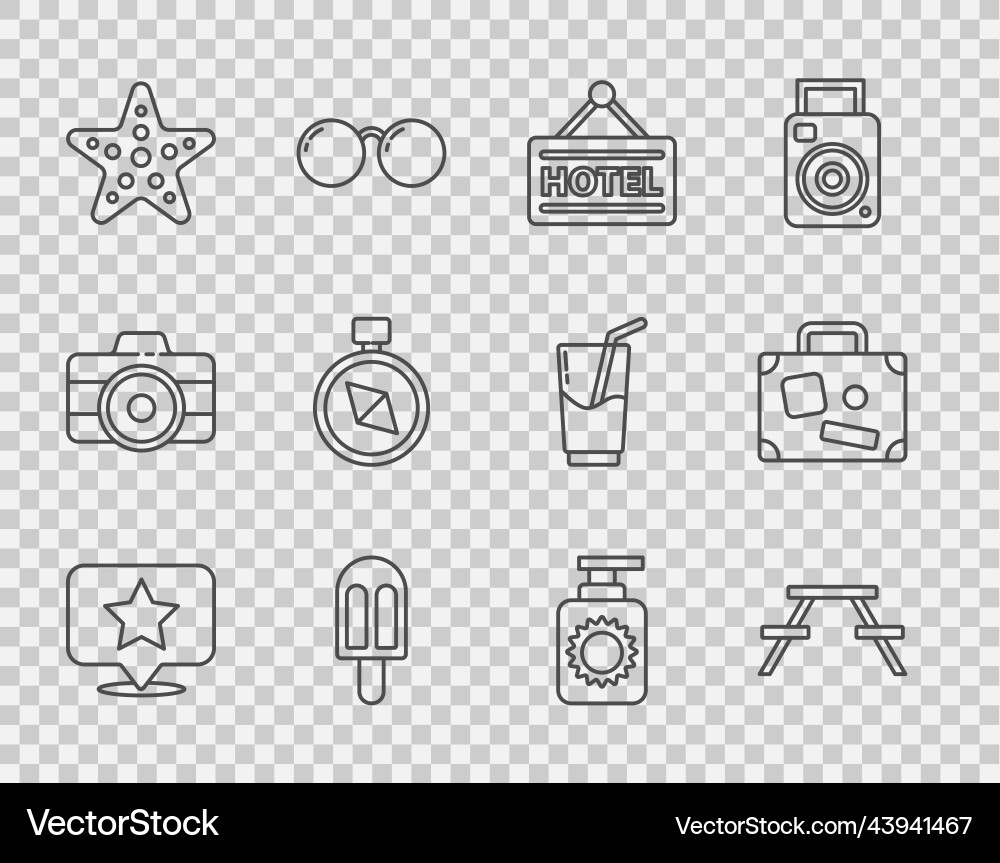Linienplaner mit Stern Picknicktisch einstellen Linienplaner mit Stern Picknicktisch einstellen vektorbild