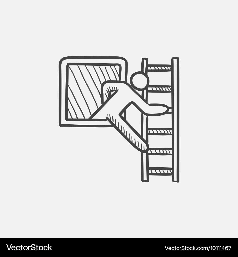 Man leaving building through the window sketch Vector Image