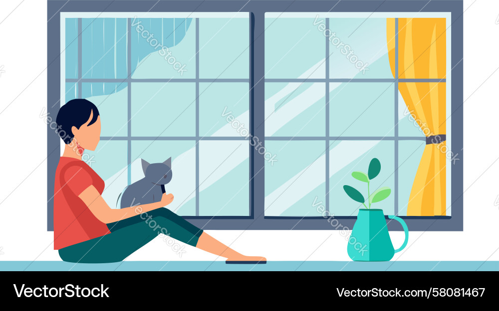 Man Reading by Window - Relaxing Scene Vector Image