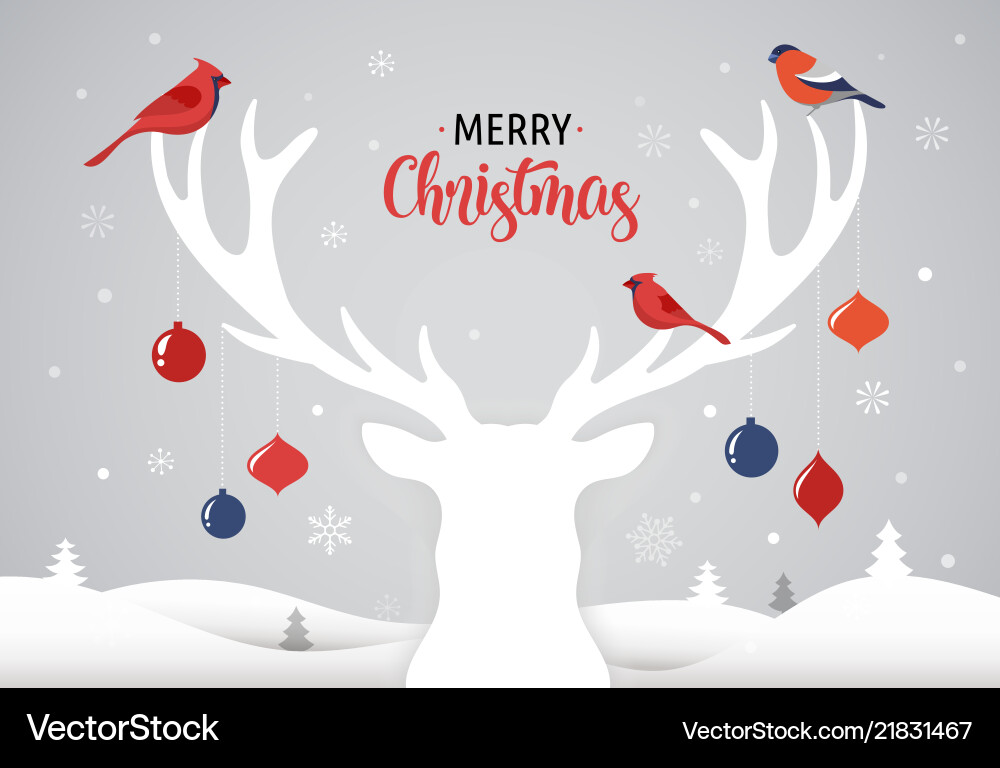 Merry Christmas Deer Banner Vector Image