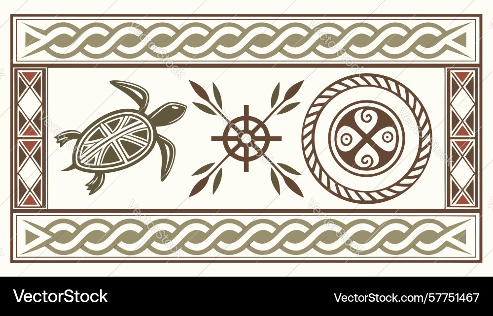 Ornate turtle with circular pattern design vector image