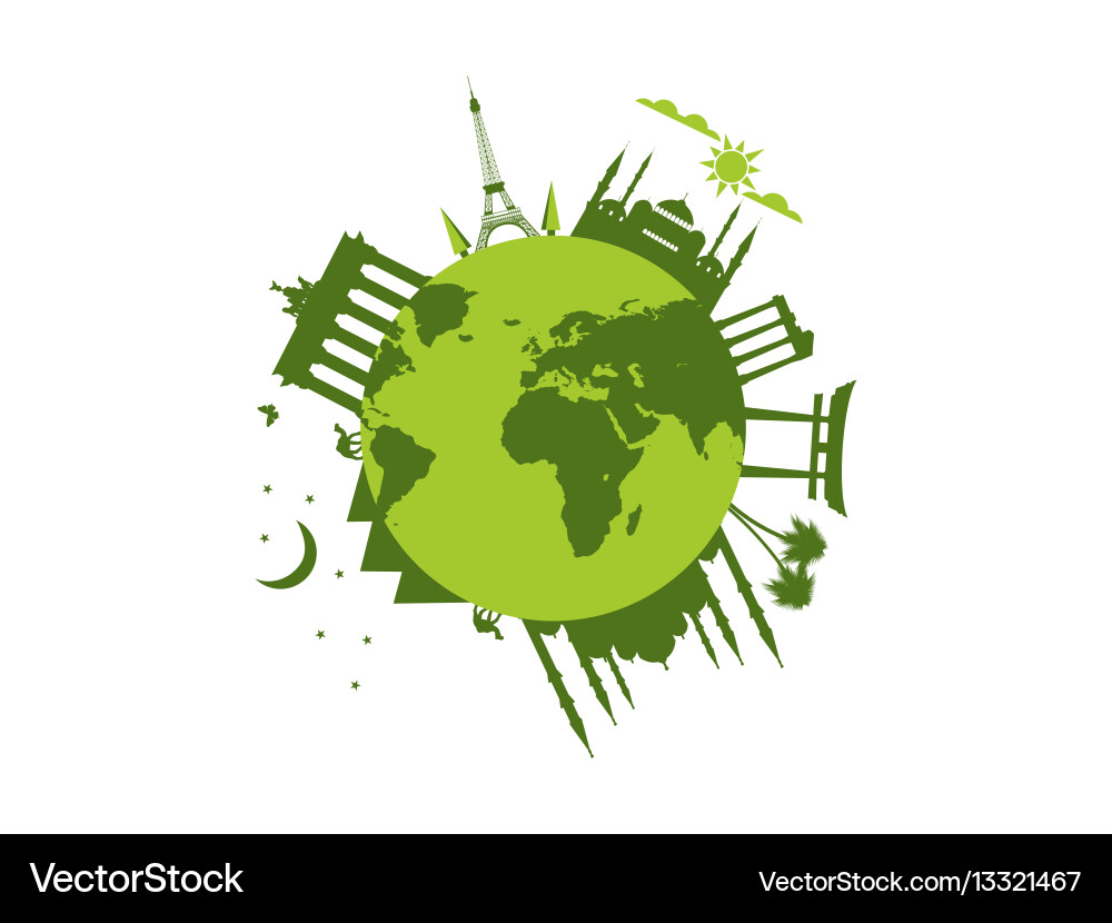 Planet Erde Welt Sehenswürdigkeiten der Architektur Planet Erde Welt Sehenswürdigkeiten der Architektur vektorbild