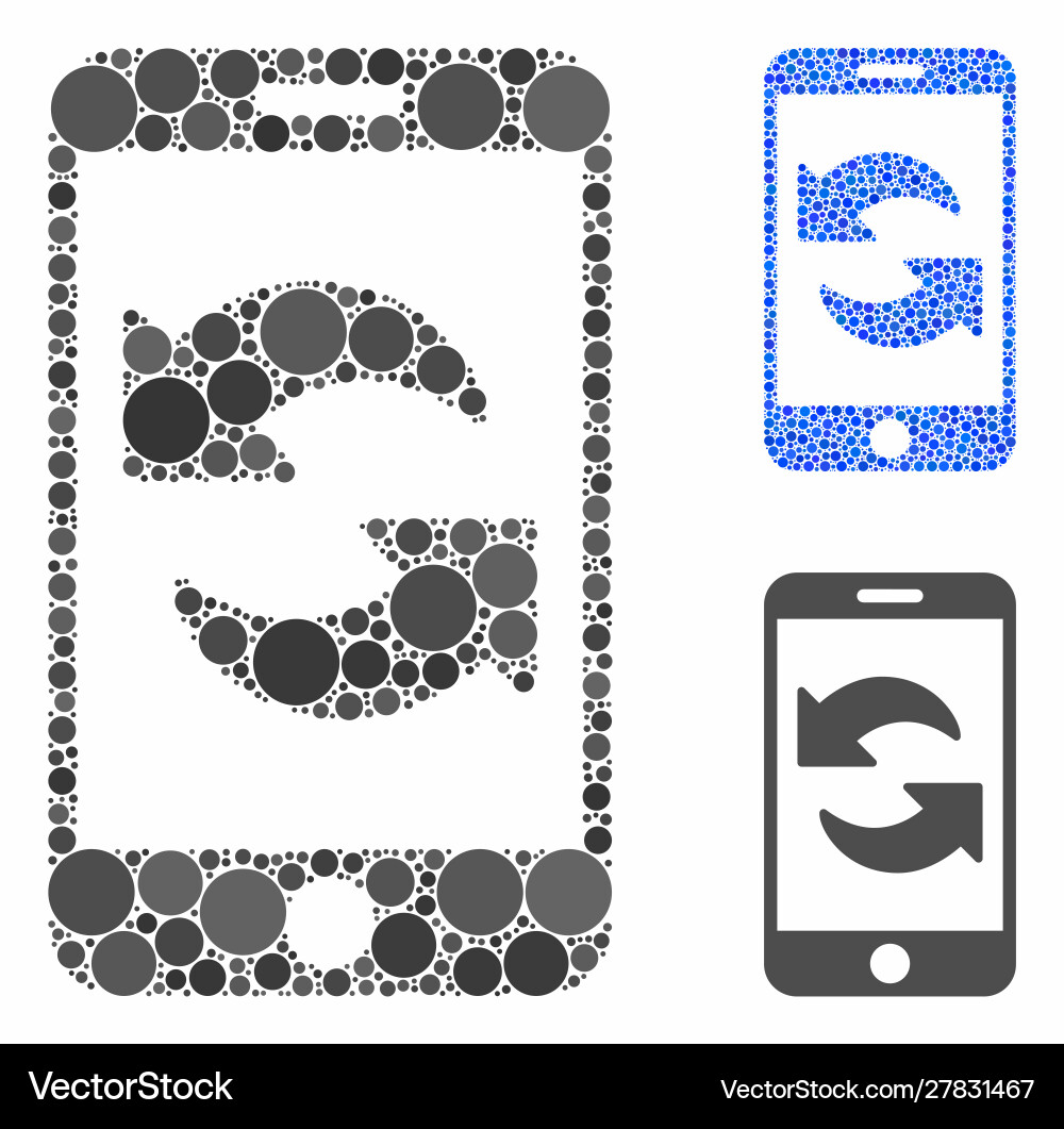 Refresh smartphone mosaic icon spheric items Refresh smartphone mosaic icon spheric items vector image