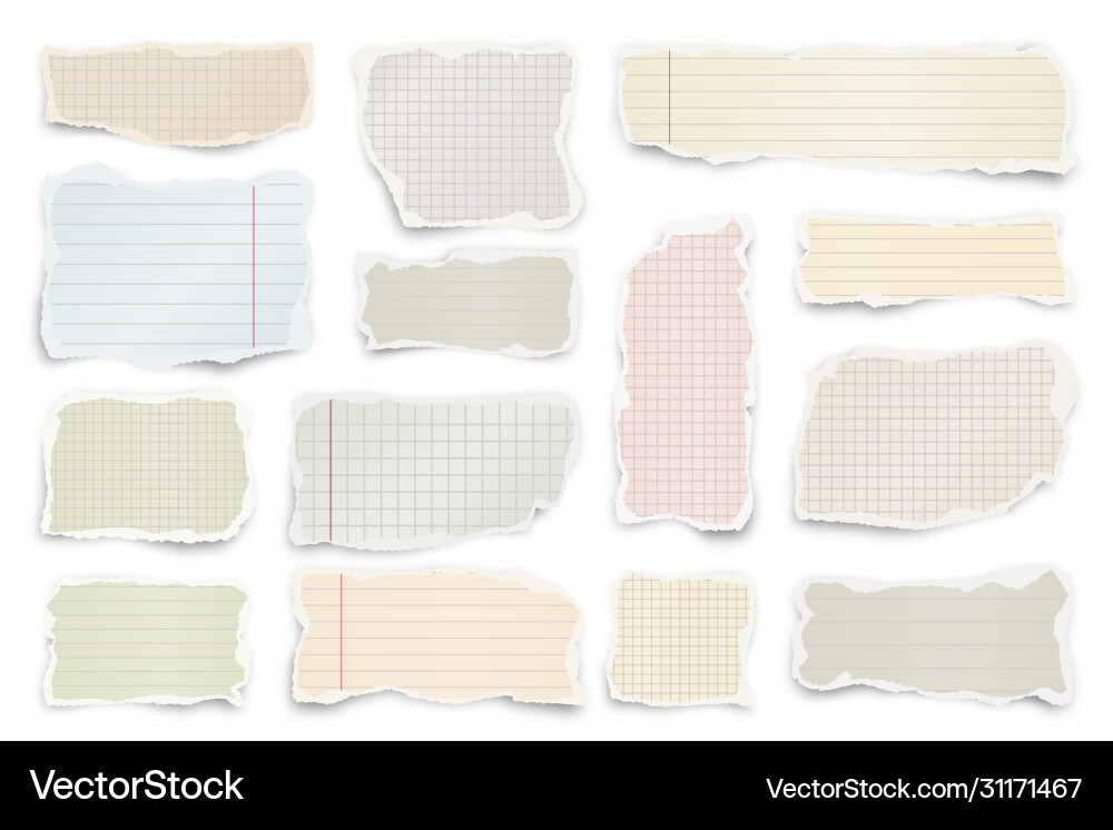 Ripped colored paper strips realistic crumpled Ripped colored paper strips realistic crumpled vector image