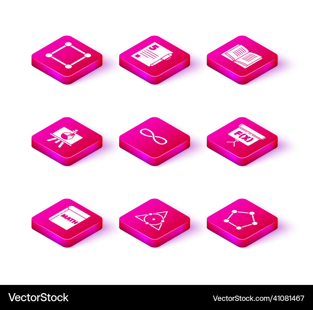 Set book with word mathematics triangle Set book with word mathematics triangle vector image