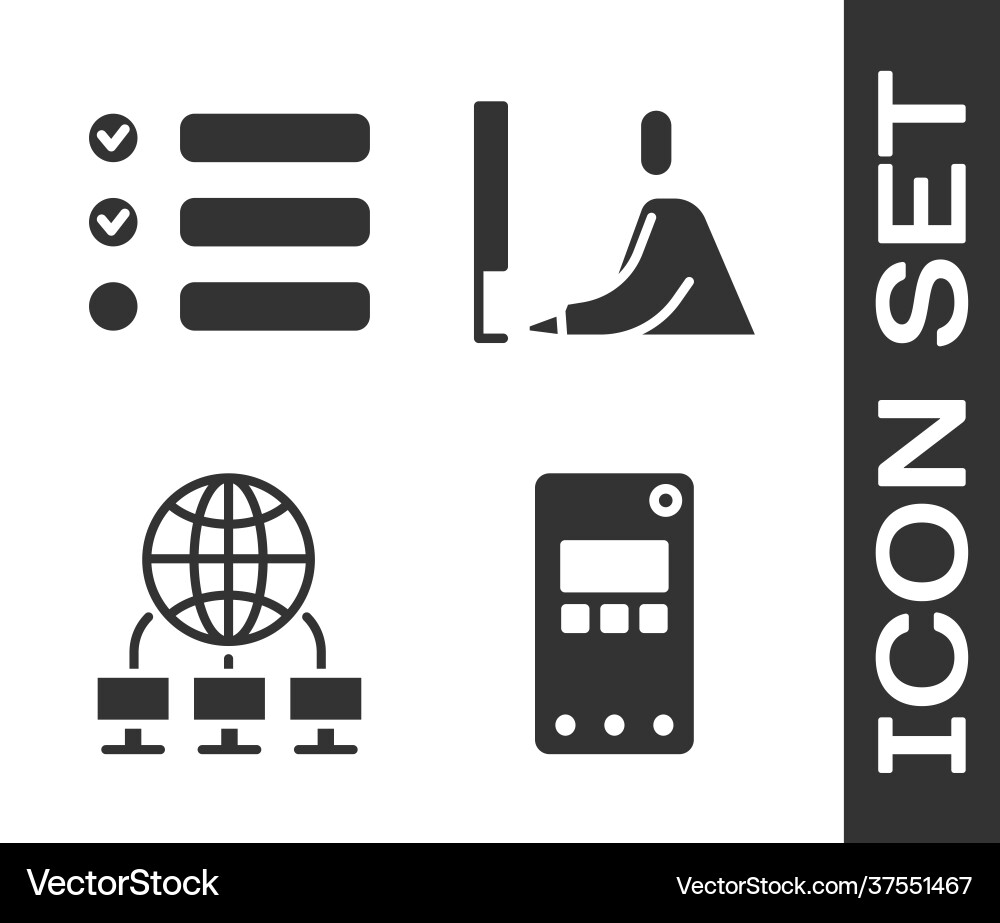 Set mobile phone task list computer network Vector Image