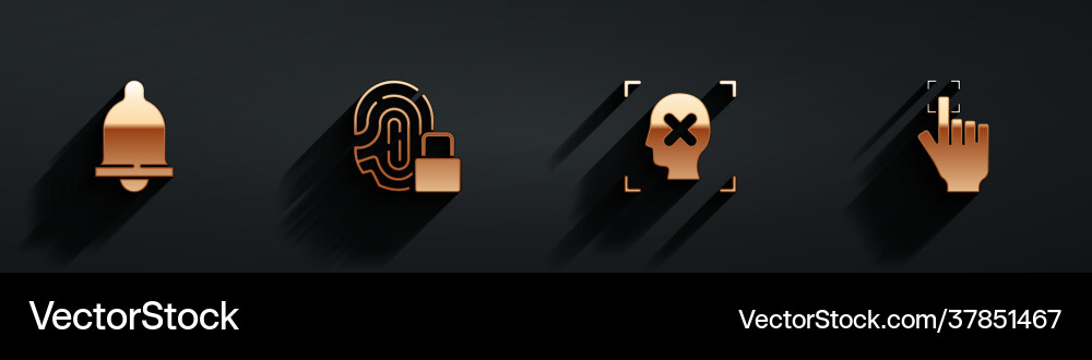 Set motion sensor fingerprint with lock Set motion sensor fingerprint with lock vector image