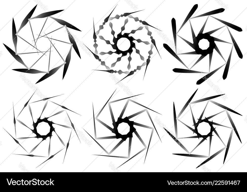 Set of 6 circular geometric element abstract vector image