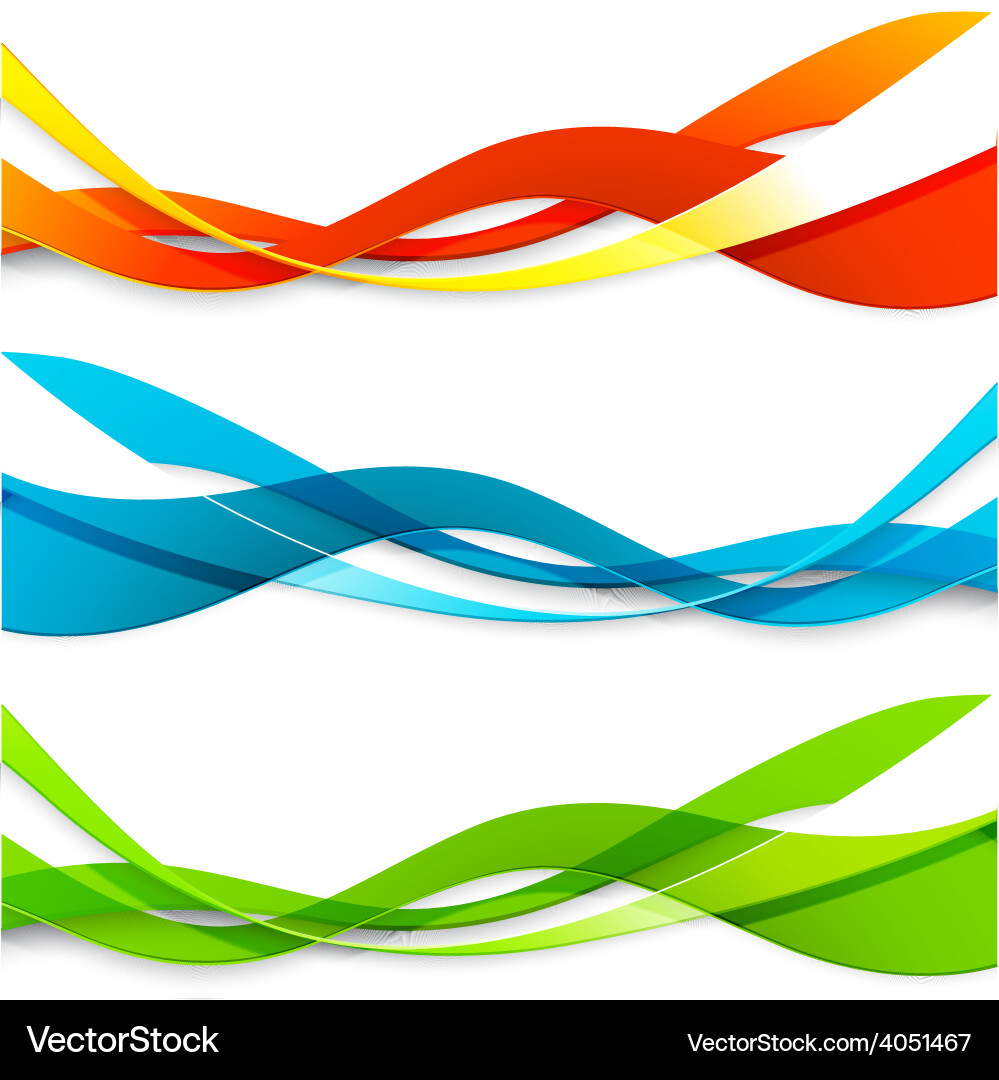 Set of abstract color wavy lines vector image