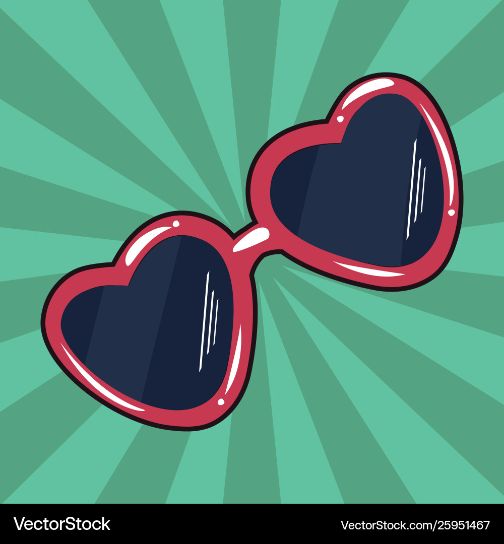 Sunglasses shape hearts comic pop art – Royalty-Free Vector | VectorStock, image size:1000x1080