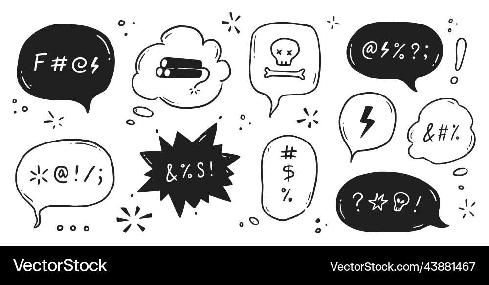 Swear word speech bubble set curse rude vector image