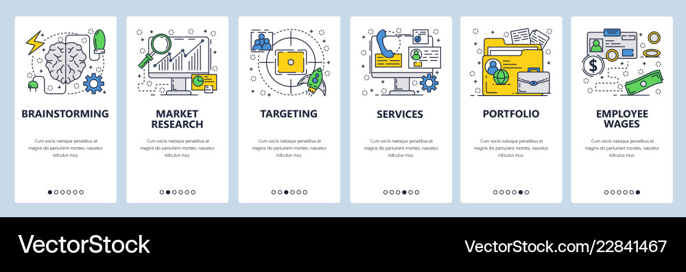 Web site linear art onboarding screens vector image