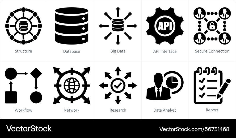 A set of 10 data analytics icons as structure vector image