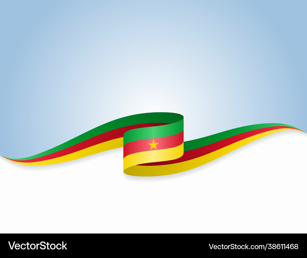Cameroon flag wavy abstract background Royalty Free Vector