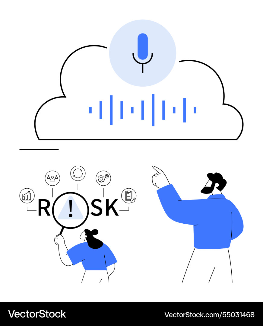 Cloud-based voice recognition and risk analysis Cloud-based voice recognition and risk analysis vector image