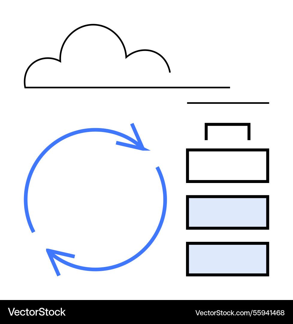 Cloud storage and data integration with circular Cloud storage and data integration with circular vector image