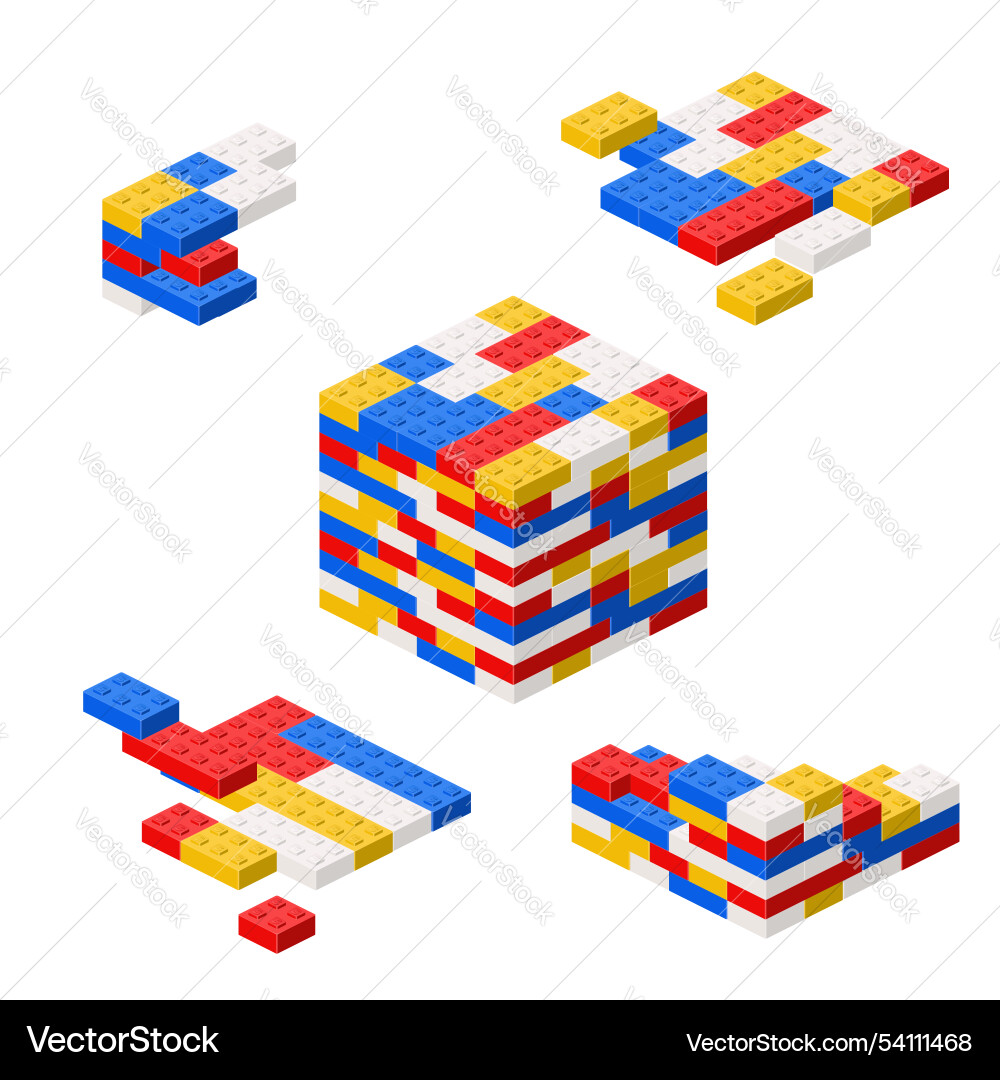 Concept with deconstruction cube from plastic Concept with deconstruction cube from plastic vector image