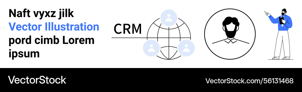 Crm concept with global connections user icon Crm concept with global connections user icon vector image