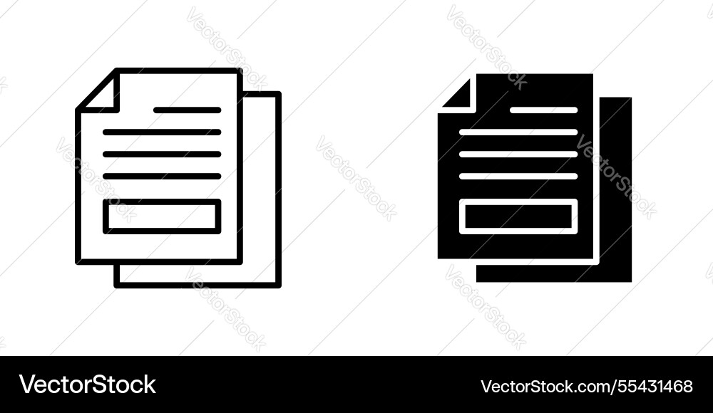 Duplicate icons set in filled and strokes vector image