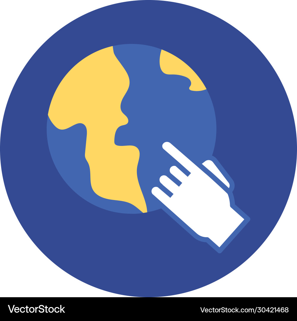 Earth planet with hand cursor block and flat style Vector Image