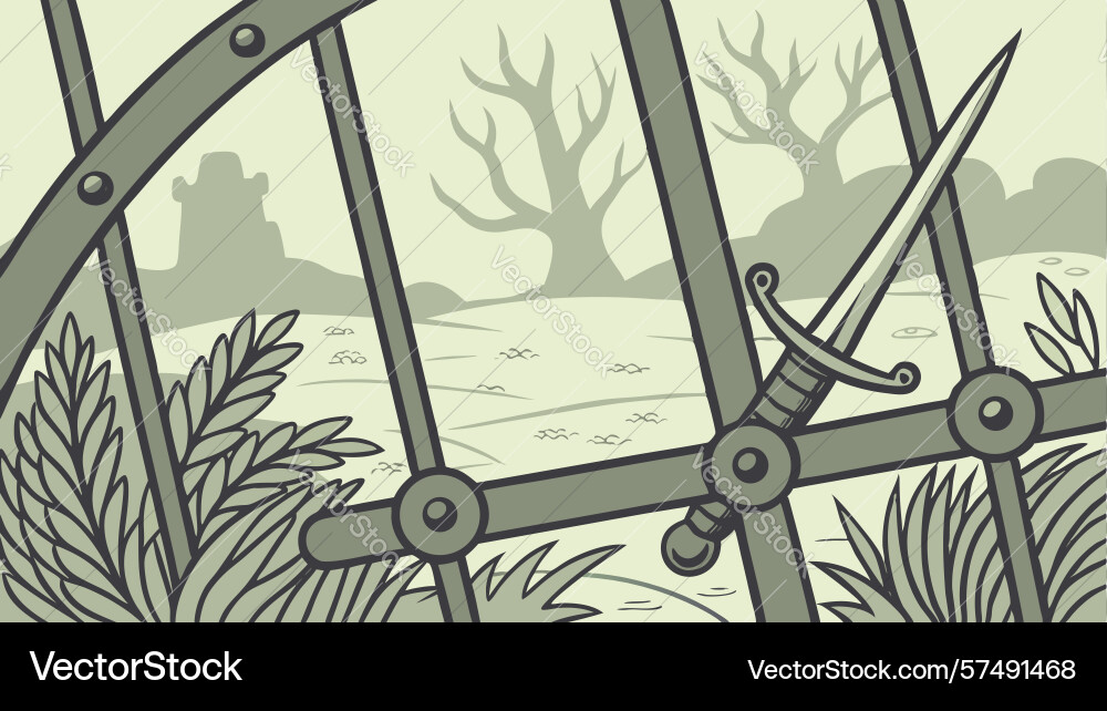 Geometric patterns intersecting forest scene vector image