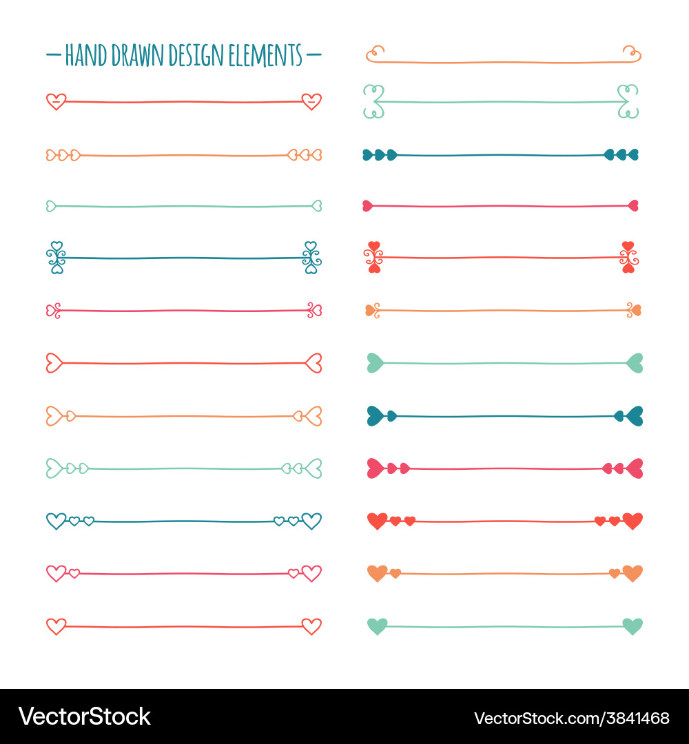 Hand drawn line border set and scribble vector image