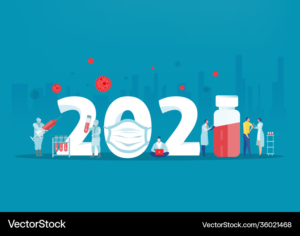 Happy new year 2021 normal after covid-19 Happy new year 2021 normal after covid-19 vector image