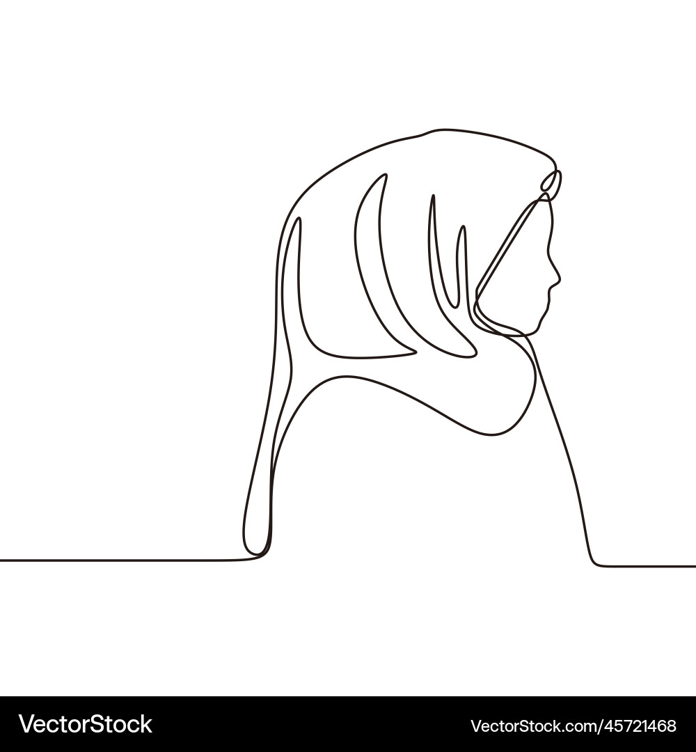 Hijab girl face one line drawing minimalist Hijab girl face one line drawing minimalist vector image
