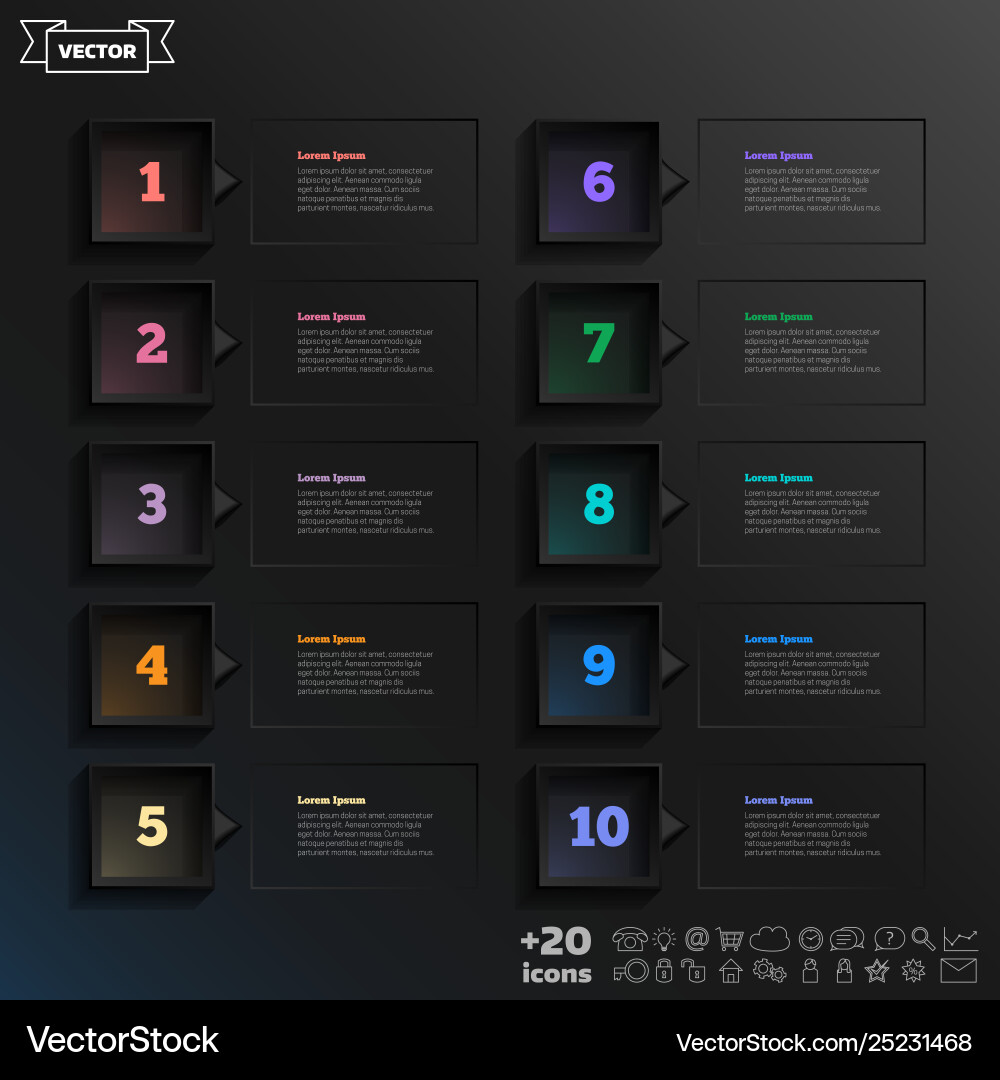 Infographic design list with colorful square Infographic design list with colorful square vector image