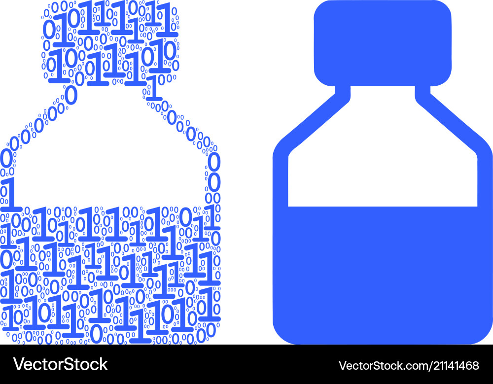 Liquid bottle mosaic of binary digits vector image