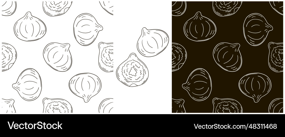 Monochrome seamless pattern set in hand draw Monochrome seamless pattern set in hand draw Vector Image