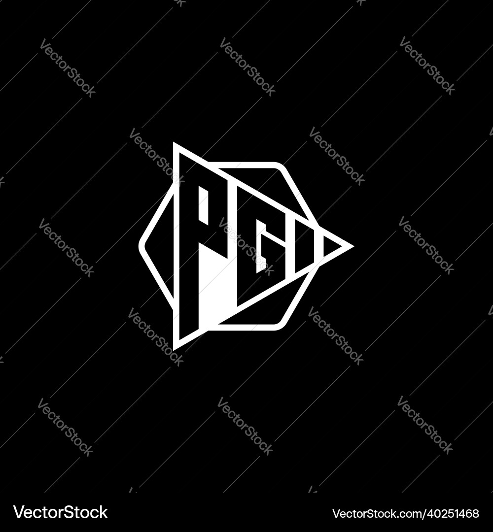 Pg logo monogram triangle play button Pg logo monogram triangle play button Vector Image
