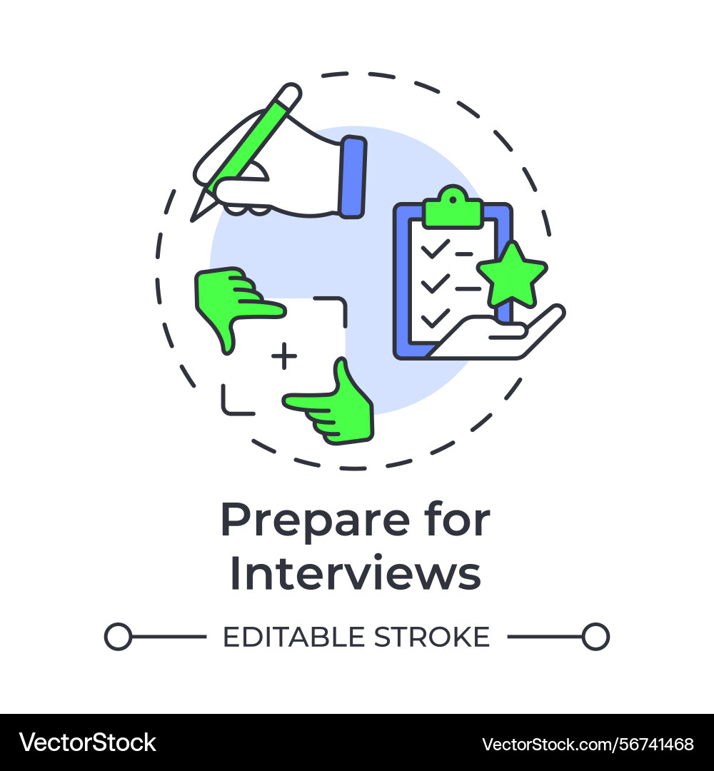 Prepare for interviews multi color concept icon Prepare for interviews multi color concept icon vector image